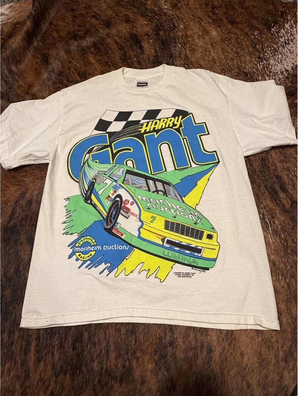 Vintage 1993 Harry Gant NASCAR Shirt Houston Edition Auction Mens XL Tultex